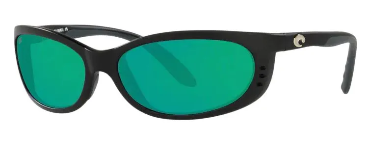 Costa Del Mar Mens Fathom Matte Black Frame - Green Mirror 580 Glass Lens - Polarized Sunglasses