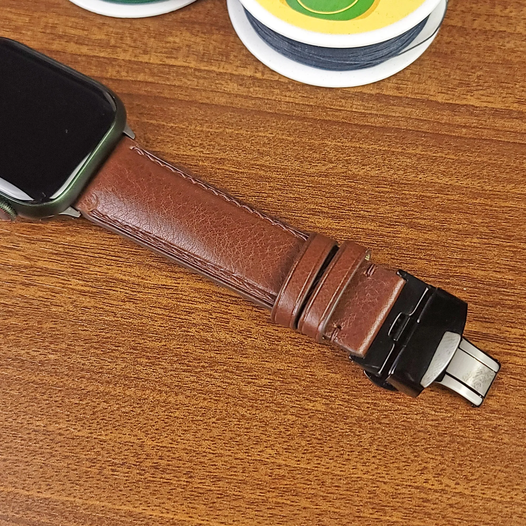 Custom Luxury Brown Vachetta Leather Apple Watch Straps