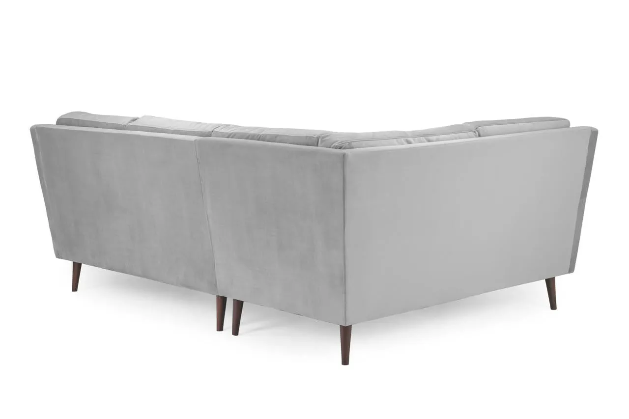 Dalston Sofa - Plush Grey Left Hand Facing Corner - 238 x 168 CM