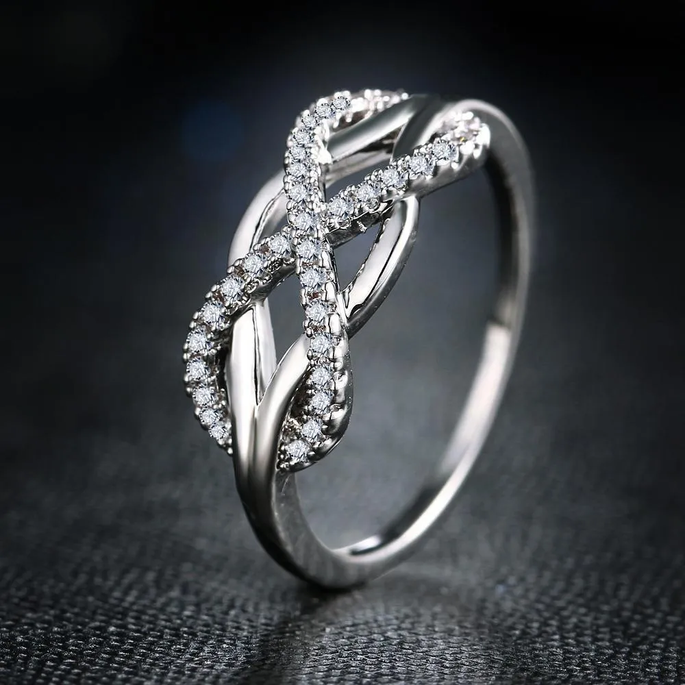 Dazzling Crystal Infinity Rings