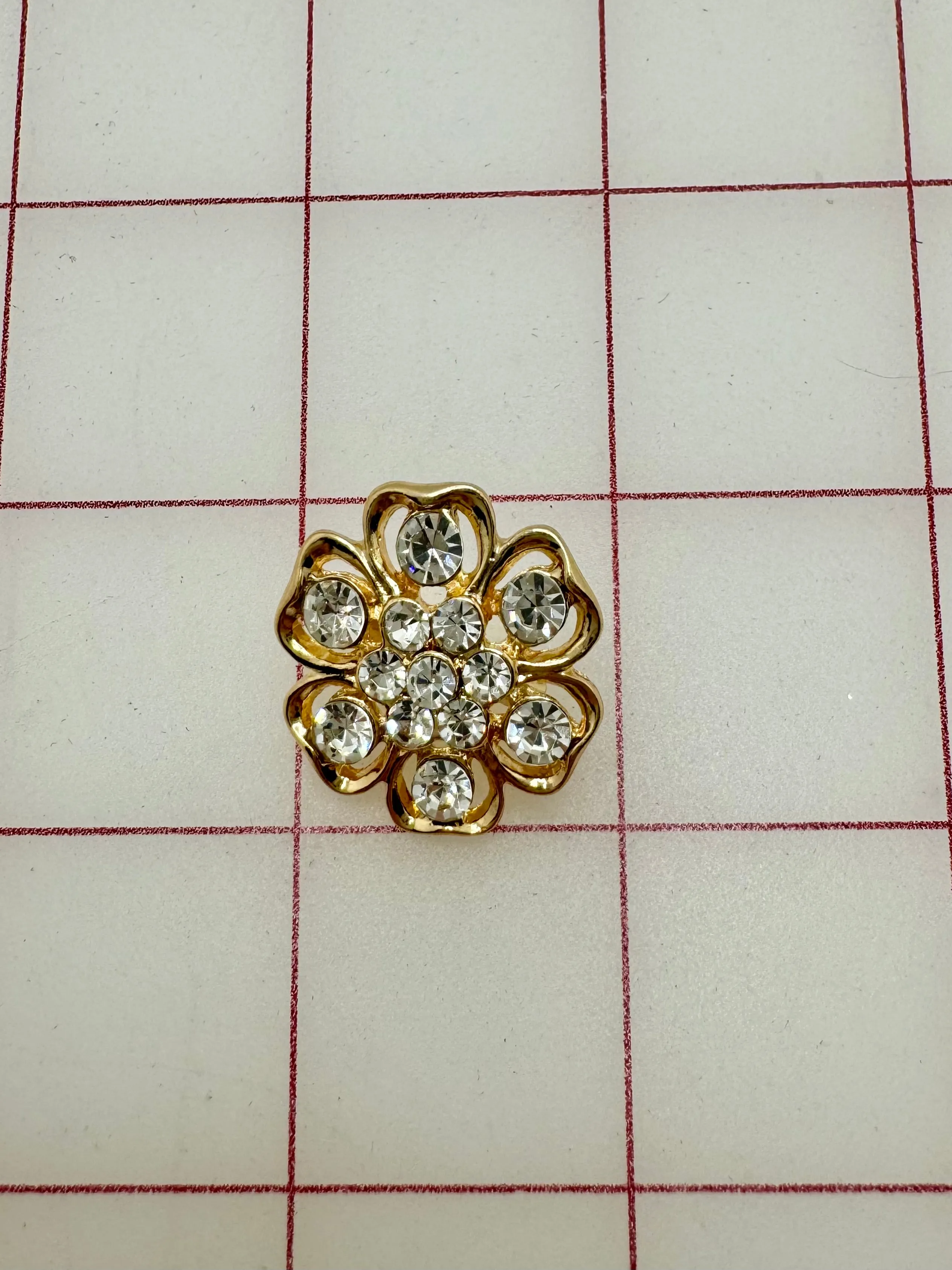 Decorative Gems - Rhinestone Brooch/Tiara Embellishments Crystal and Gold - .75-1-inch