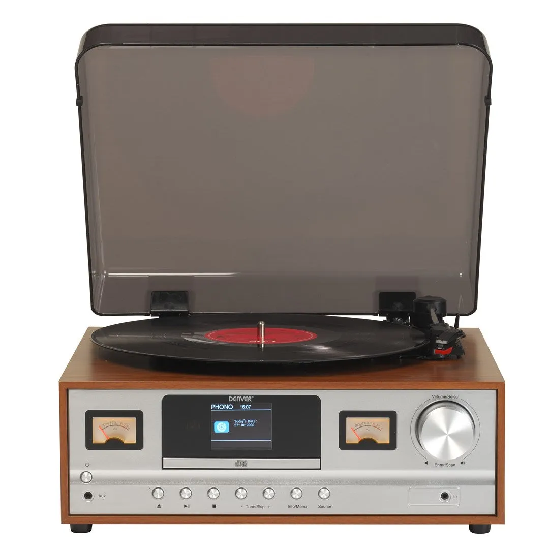 Denver Mrd-52 Retro Stereo System With Light Wood Turntable