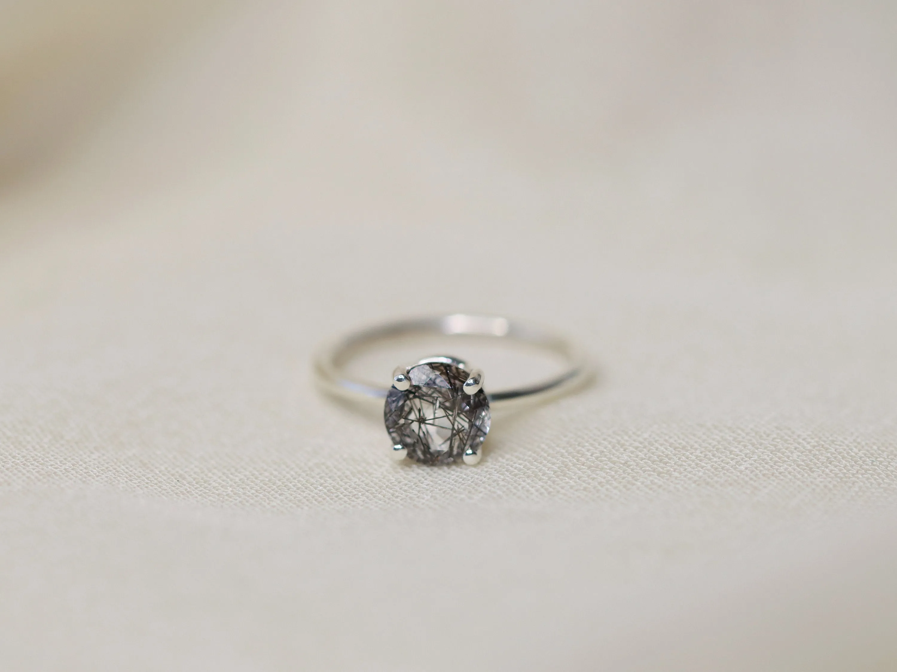 Diadem Bridal Set with Tourmalinated Quartz and Black Spinel