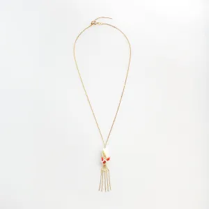 Dragon Princess Red Coral and Pearl Tassel Necklace