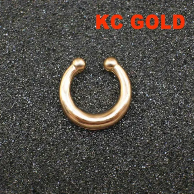 Ethnic Hollow crystal clicker fake septum For Women Studs Clip Hoop nose ring Faux Piercing Punk Men Body Jewelry non Wholesale