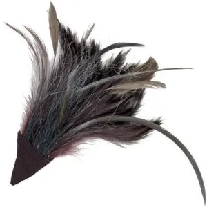 Feather Trim - Plum & Gray (One Left with Hand-Painted Button)