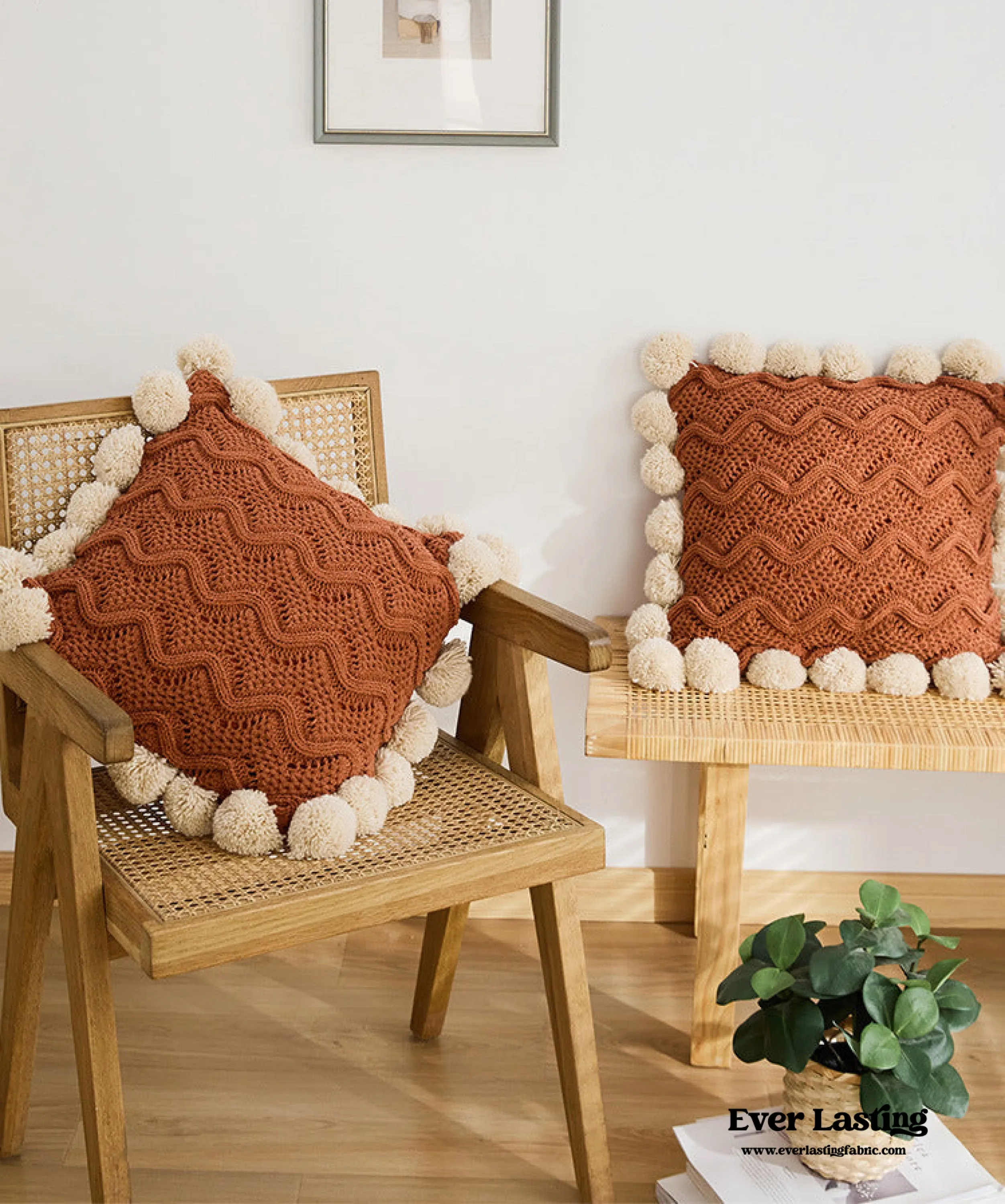 Fuzzy Ball Plush Knit Blanket & Pillow Set (3 Colors)