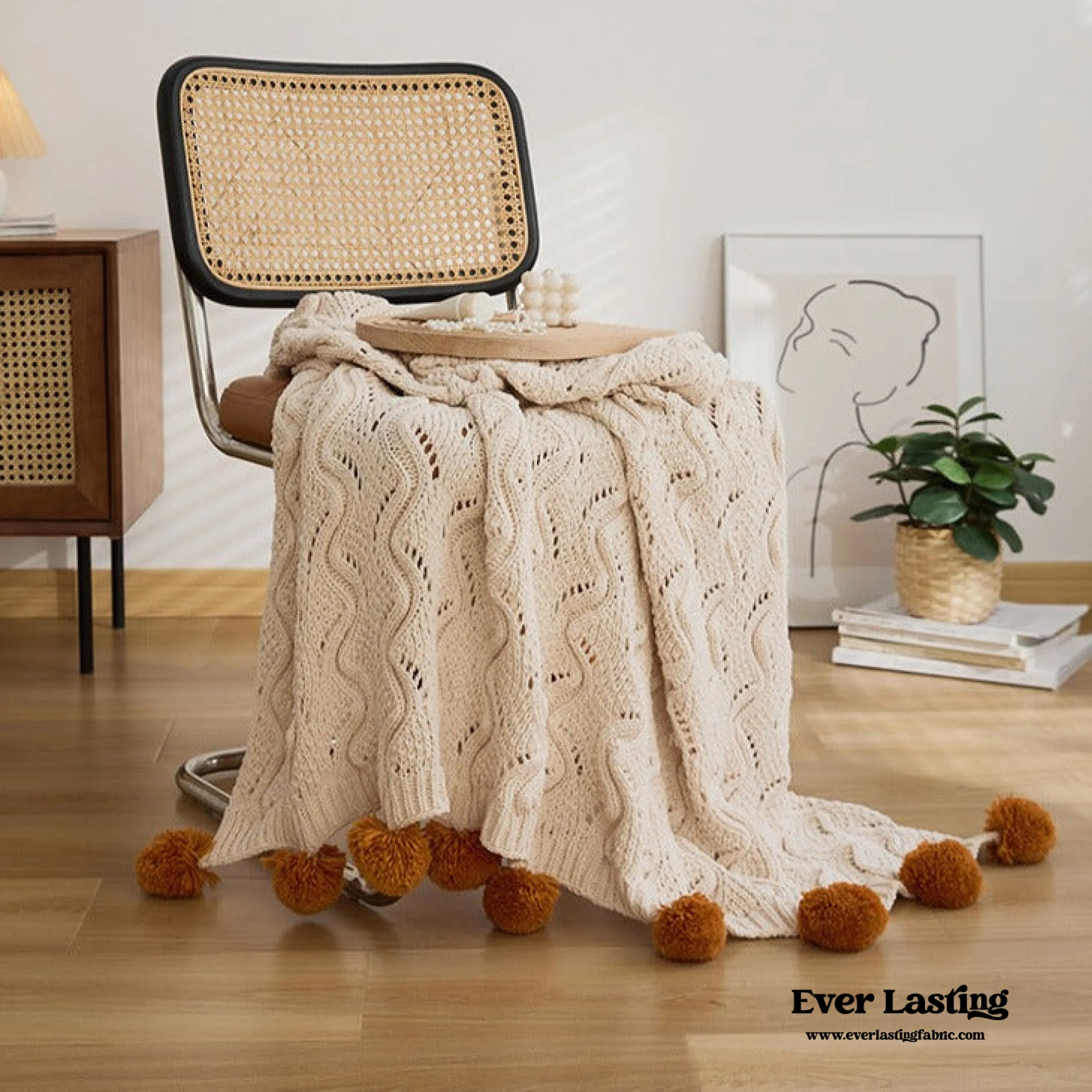 Fuzzy Ball Plush Knit Blanket & Pillow Set (3 Colors)