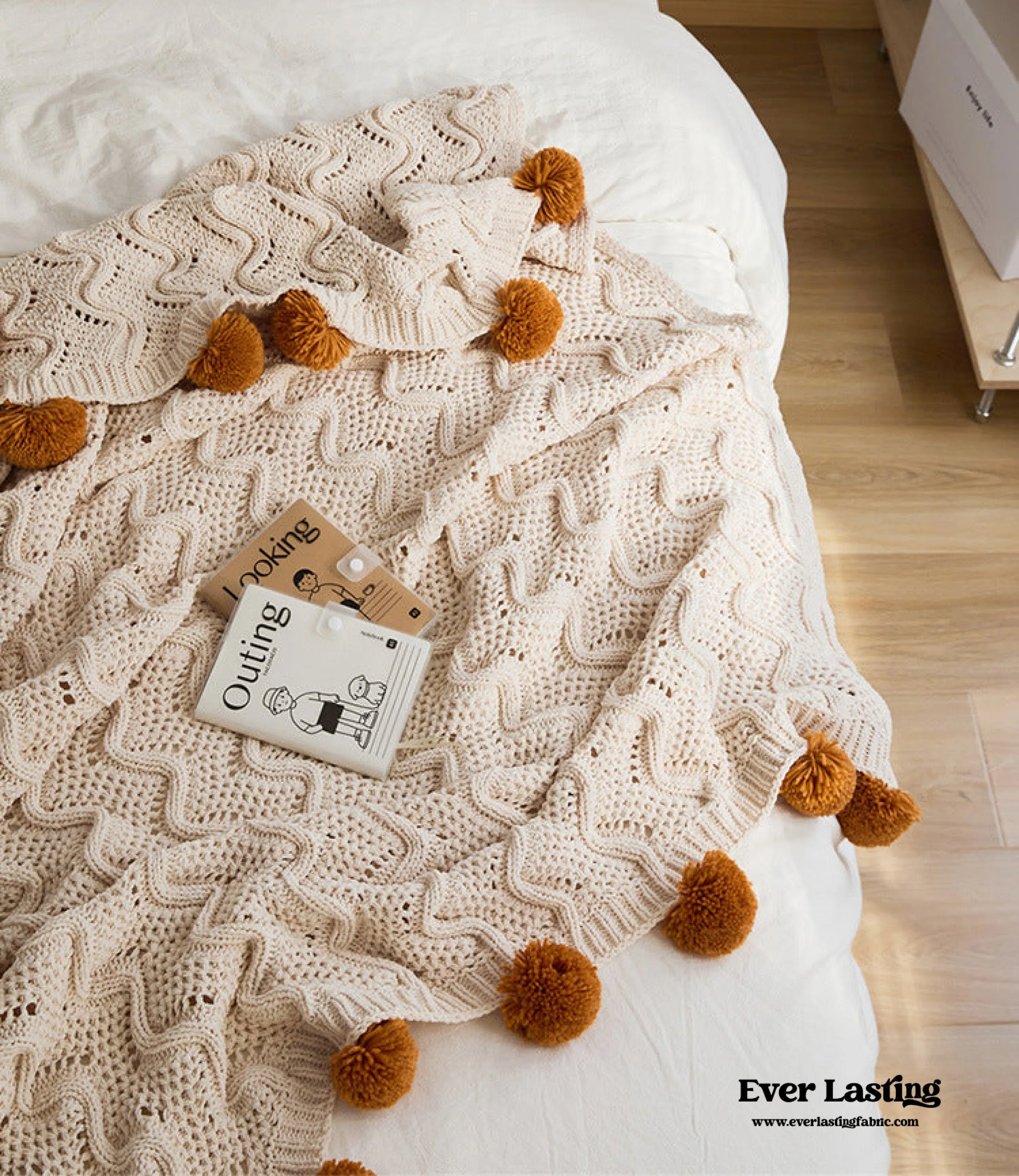 Fuzzy Ball Plush Knit Blanket & Pillow Set (3 Colors)