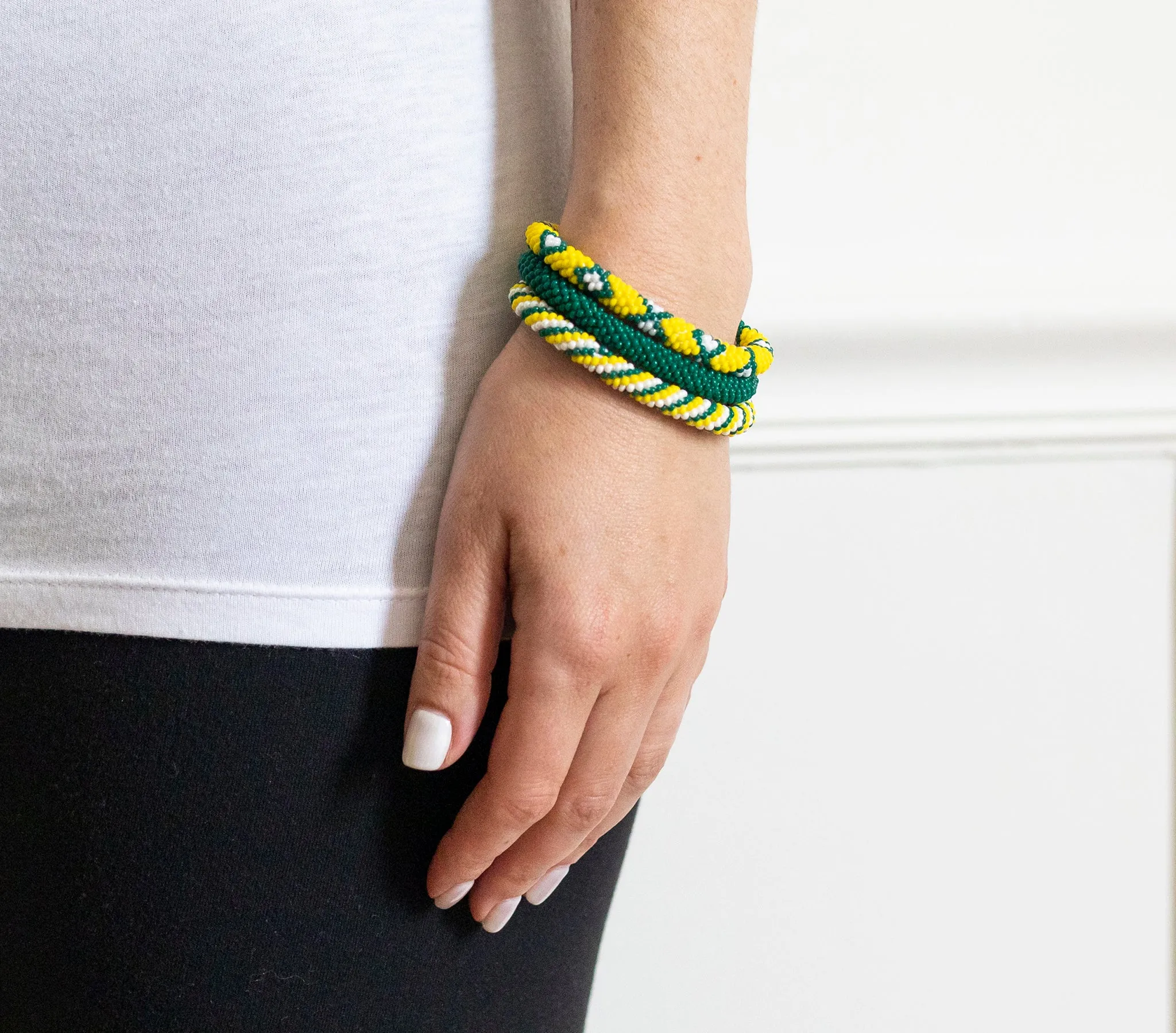 Game Day Roll-On® Bracelets <br> Yellow and Green