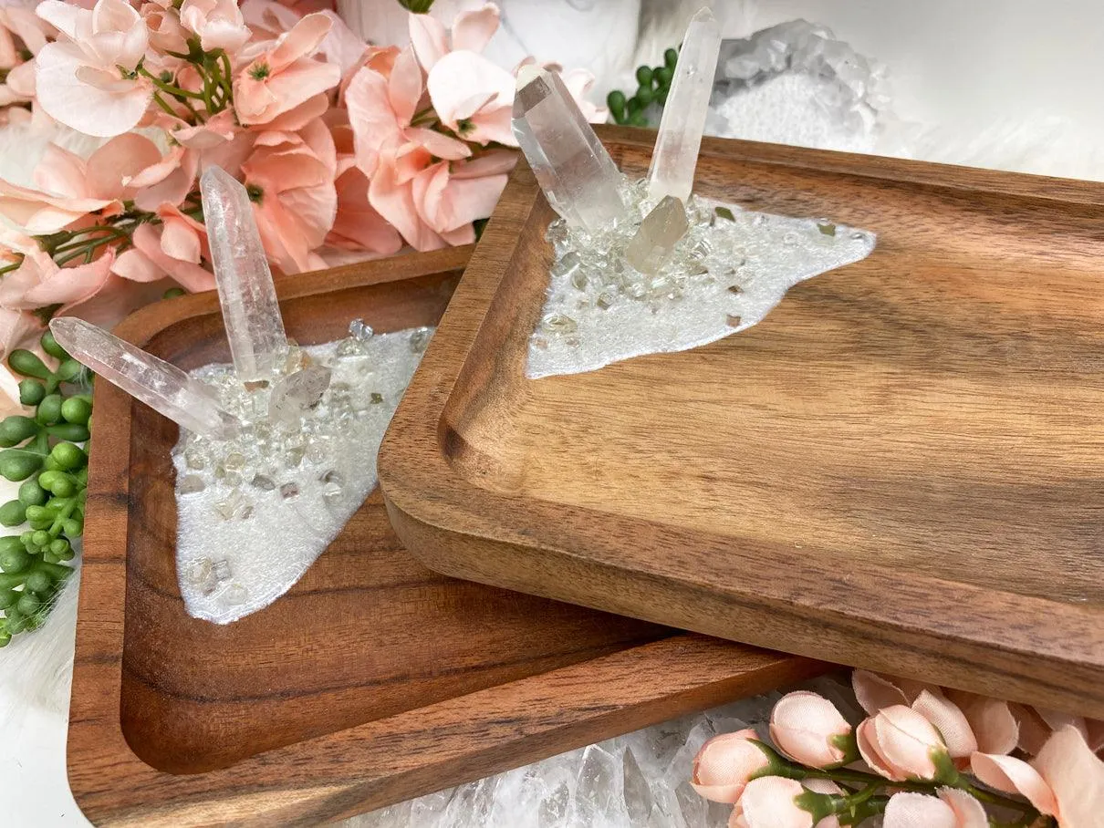 Geode Quartz Wood Tray