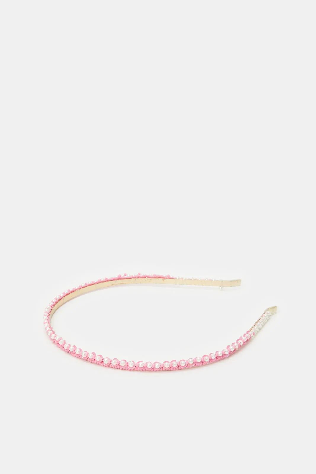 Girls Pink Pearls Embellished Headband Set (2 Piece)