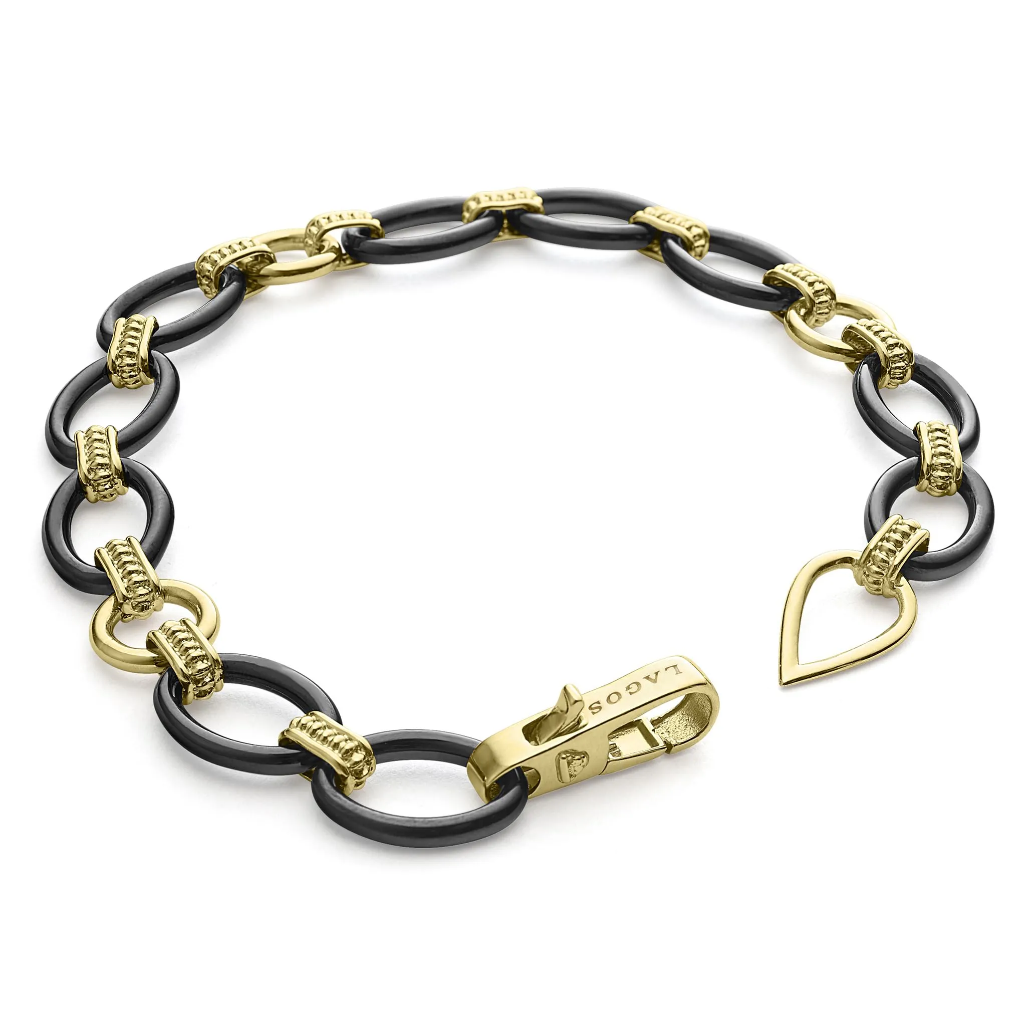 Gold & Black Caviar 18k Gold and Black Ceramic Link Bracelet