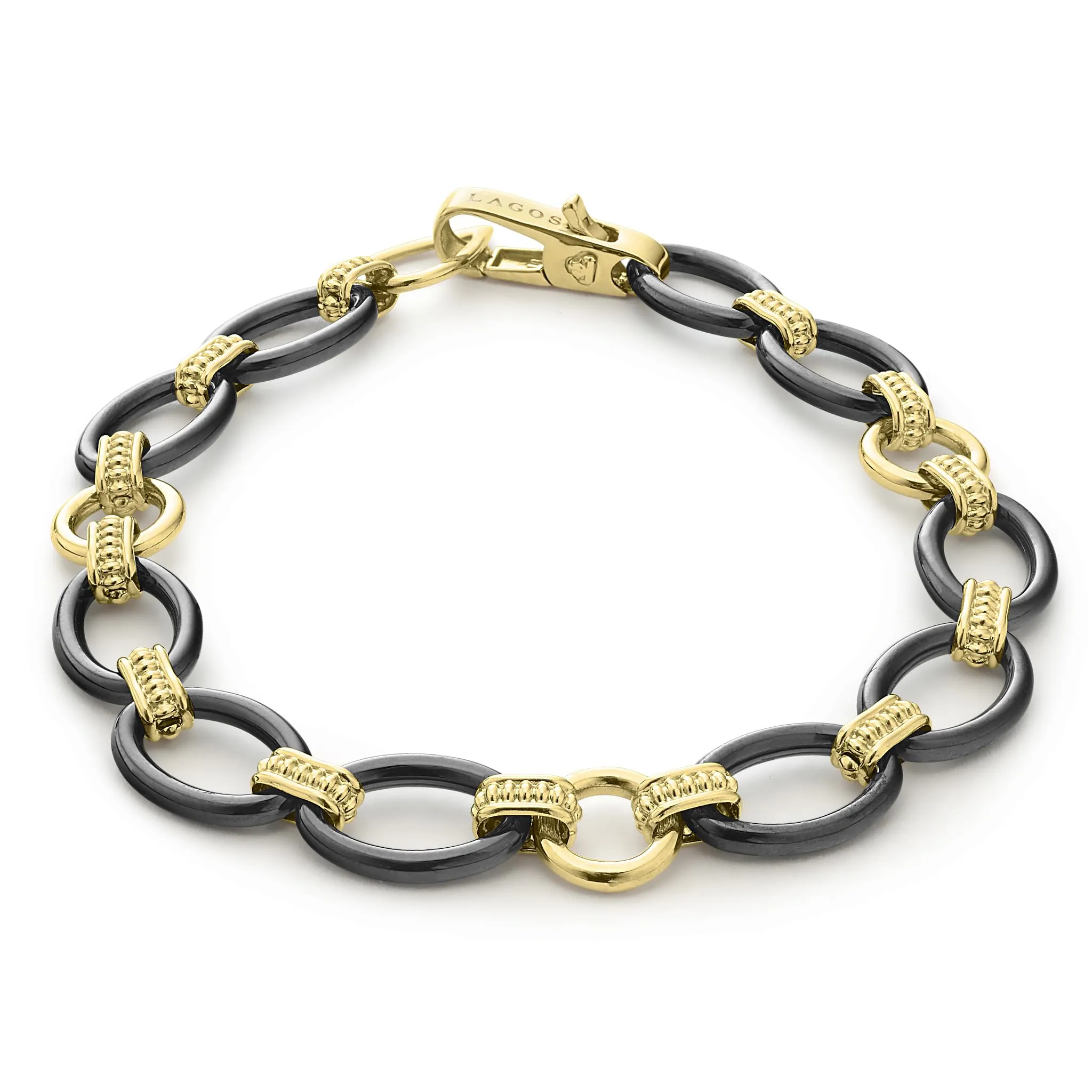 Gold & Black Caviar 18k Gold and Black Ceramic Link Bracelet