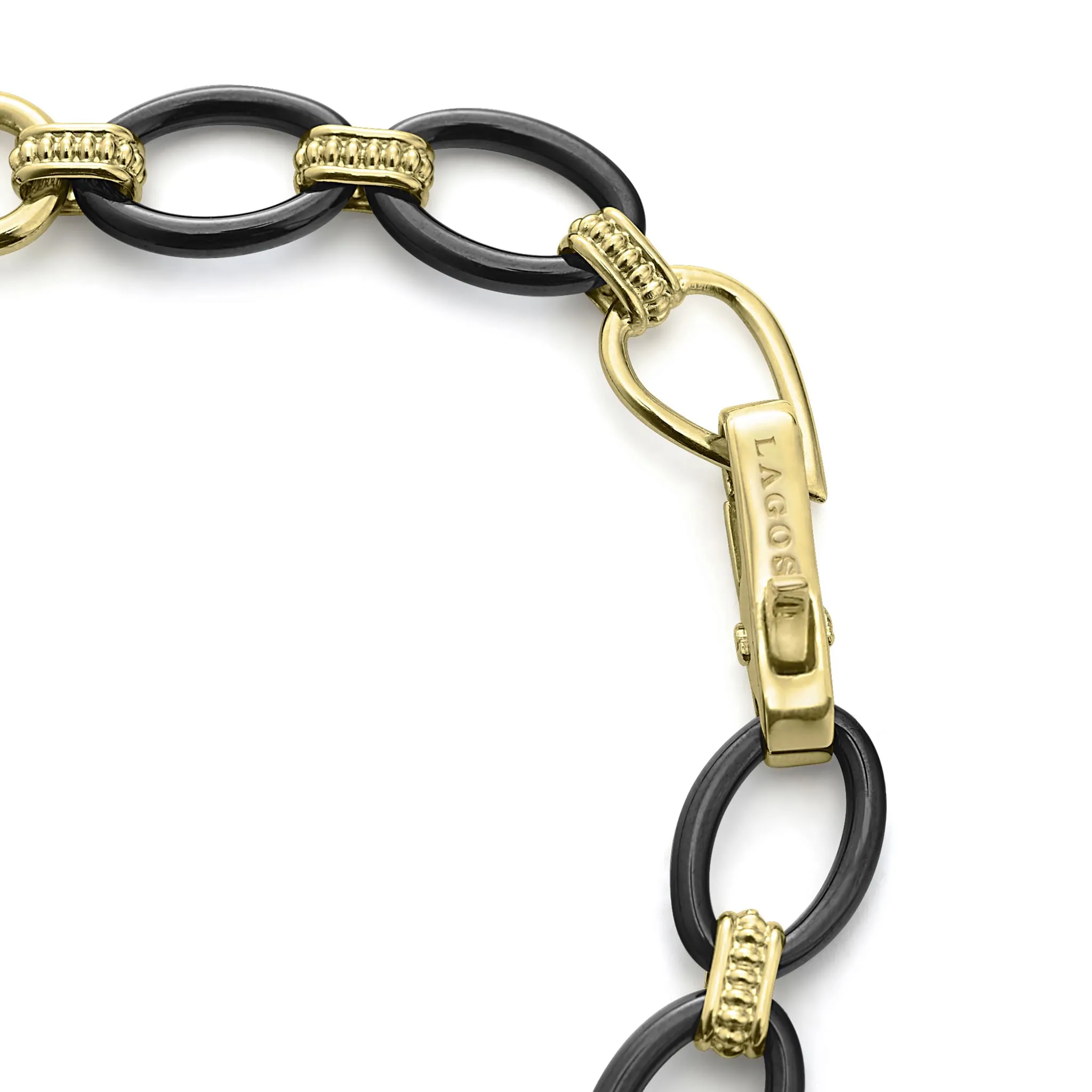 Gold & Black Caviar 18k Gold and Black Ceramic Link Bracelet