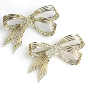 Gold & Pavé Bow 1950s Brooches by Marcel Boucher