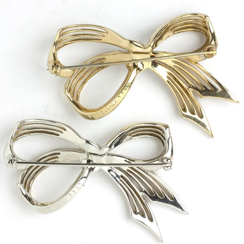 Gold & Pavé Bow 1950s Brooches by Marcel Boucher