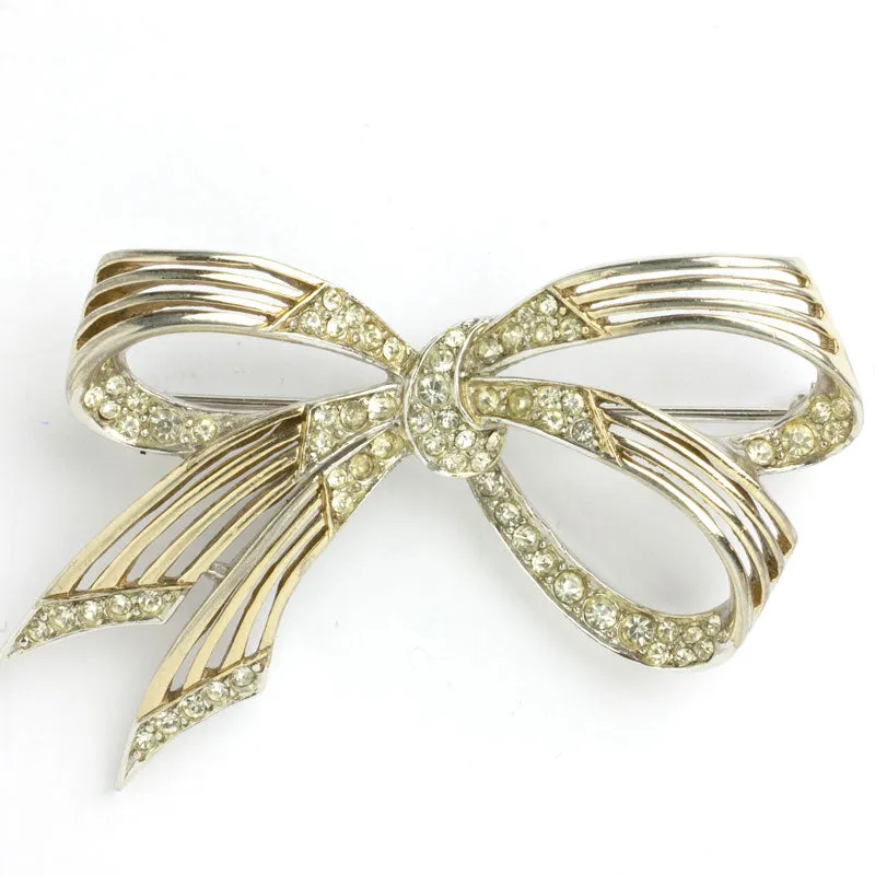 Gold & Pavé Bow 1950s Brooches by Marcel Boucher