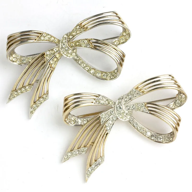 Gold & Pavé Bow 1950s Brooches by Marcel Boucher