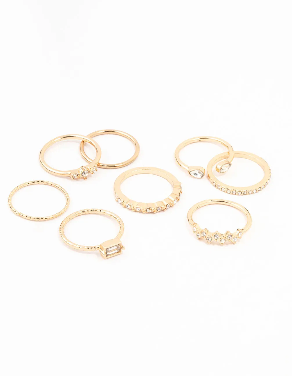 Gold Fine Diamante Ring Pack 8 x 3