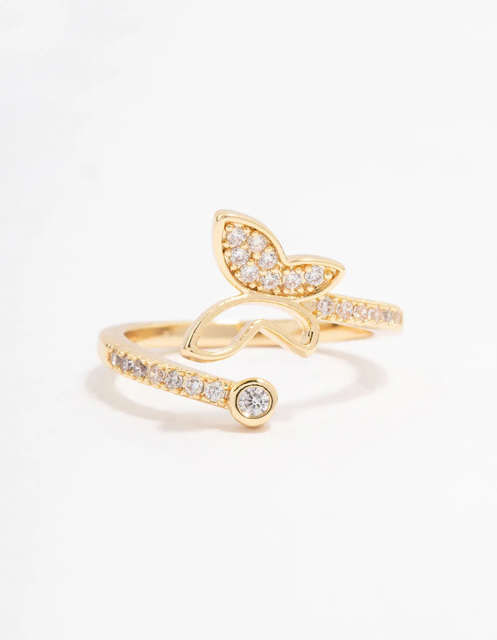 Gold Plated Butterfly Cubic Zirconia Wrapped Ring