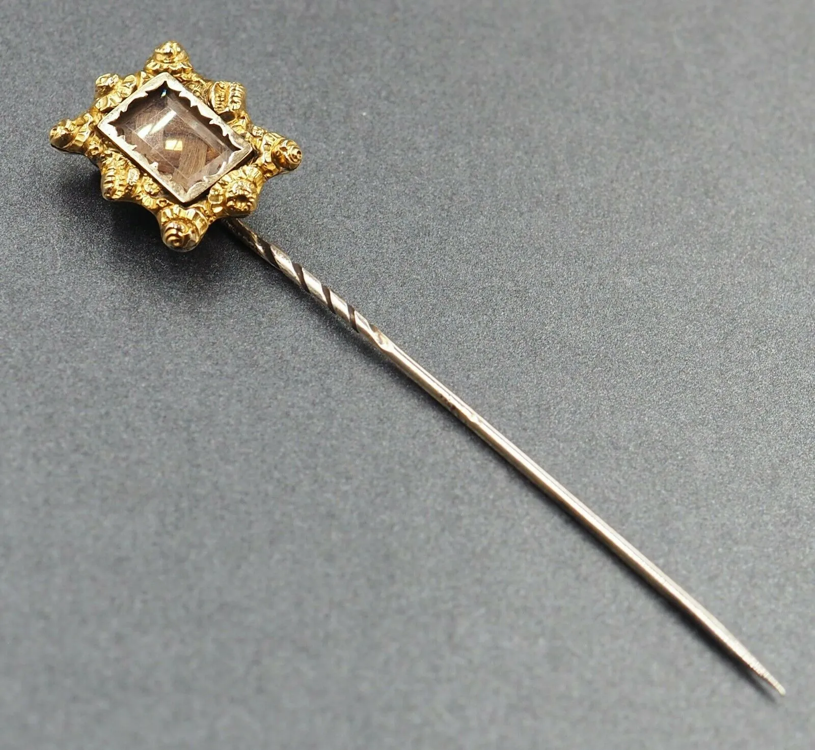 Gold Plated Mourning Hat/Tie Pin - Vintage Jewellery