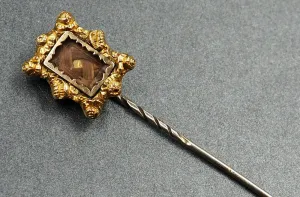 Gold Plated Mourning Hat/Tie Pin - Vintage Jewellery