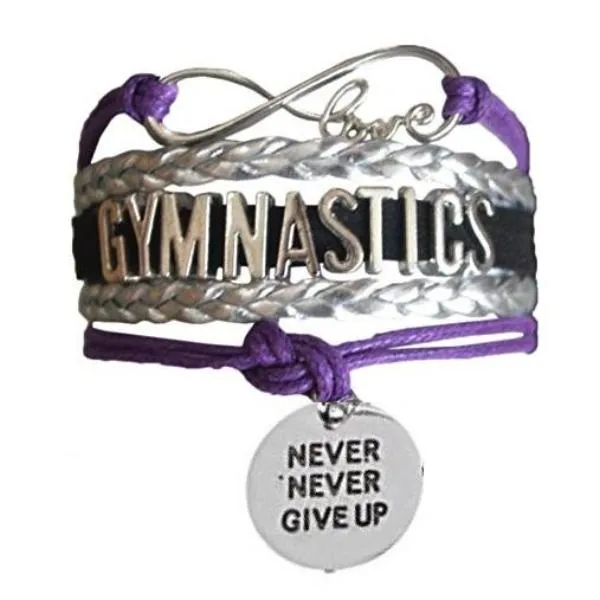 Gymnastics Never Give Up Infinity Bracelet- 13 Colors