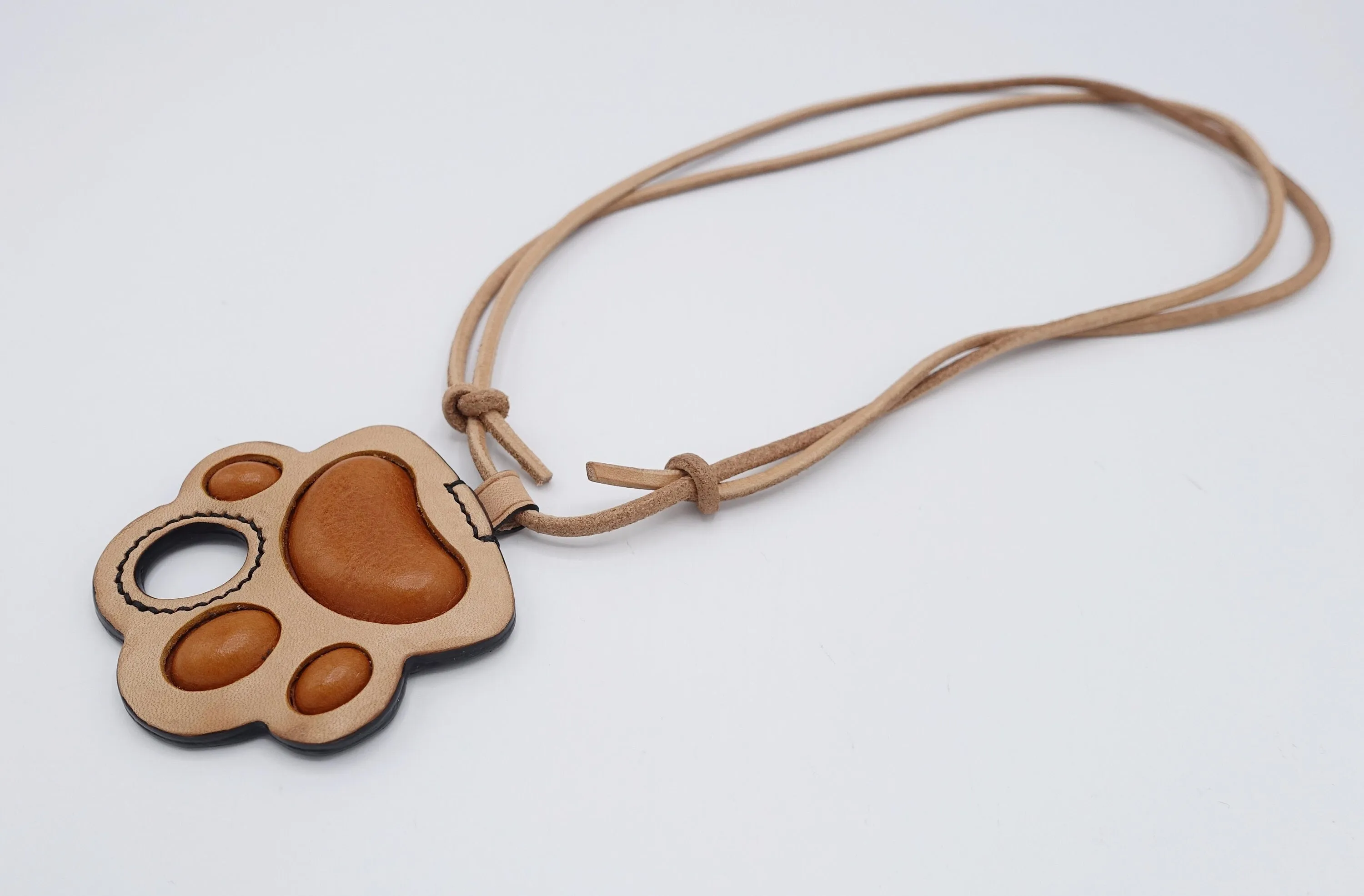 handmade leather necklace, kitty paw necklace, eyeglass strap