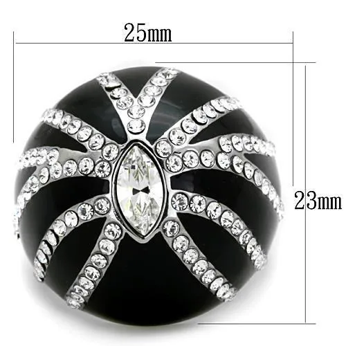 High polished (no plating) Stainless Steel Ring with Top Grade Crystal in Clear for Women Style TK1679