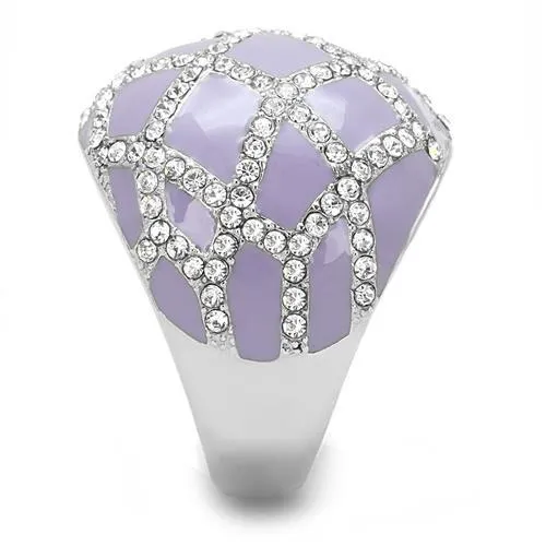 High polished (no plating) Stainless Steel Ring with Top Grade Crystal in Clear for Women Style TK3143