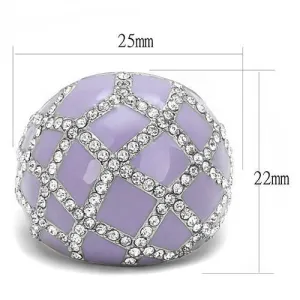 High polished (no plating) Stainless Steel Ring with Top Grade Crystal in Clear for Women Style TK3143