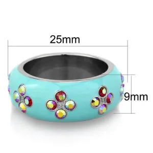 High polished (no plating) Stainless Steel Ring with Top Grade Crystal in Light Rose for Women Style TK1768