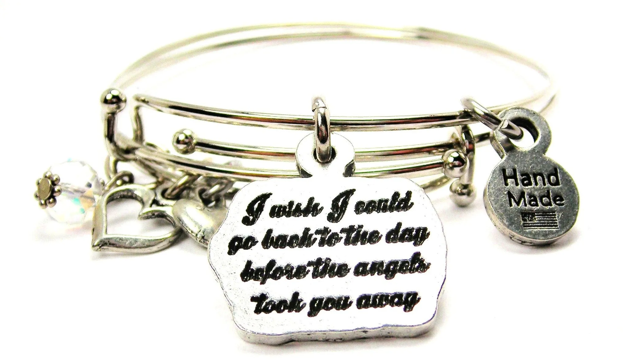 I Wish I Could Go Back To The Day Before The Angels Took You Away Expandable Bangle Bracelet Set