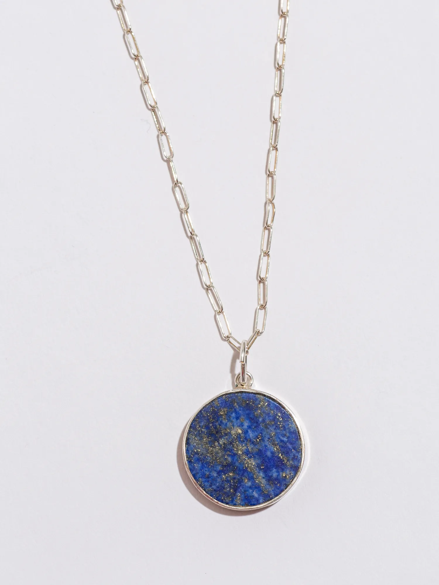 Jessica Lapis Coin Pendant Necklace