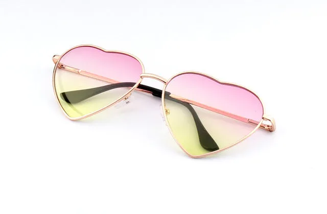 KEHU Heart Shaped Sunglasses WOMEN metal Reflective LENES Fashion sun GLASSES MEN Mirror oculos de sol NEW k9073