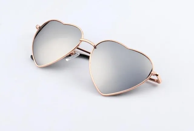 KEHU Heart Shaped Sunglasses WOMEN metal Reflective LENES Fashion sun GLASSES MEN Mirror oculos de sol NEW k9073