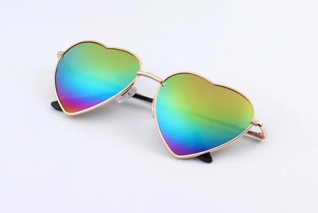 KEHU Heart Shaped Sunglasses WOMEN metal Reflective LENES Fashion sun GLASSES MEN Mirror oculos de sol NEW k9073