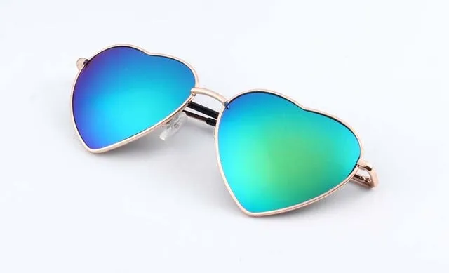 KEHU Heart Shaped Sunglasses WOMEN metal Reflective LENES Fashion sun GLASSES MEN Mirror oculos de sol NEW k9073