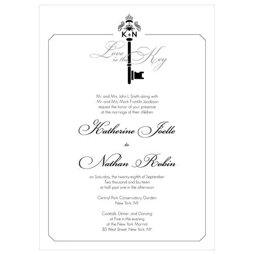 Key Monogram Invitation Black