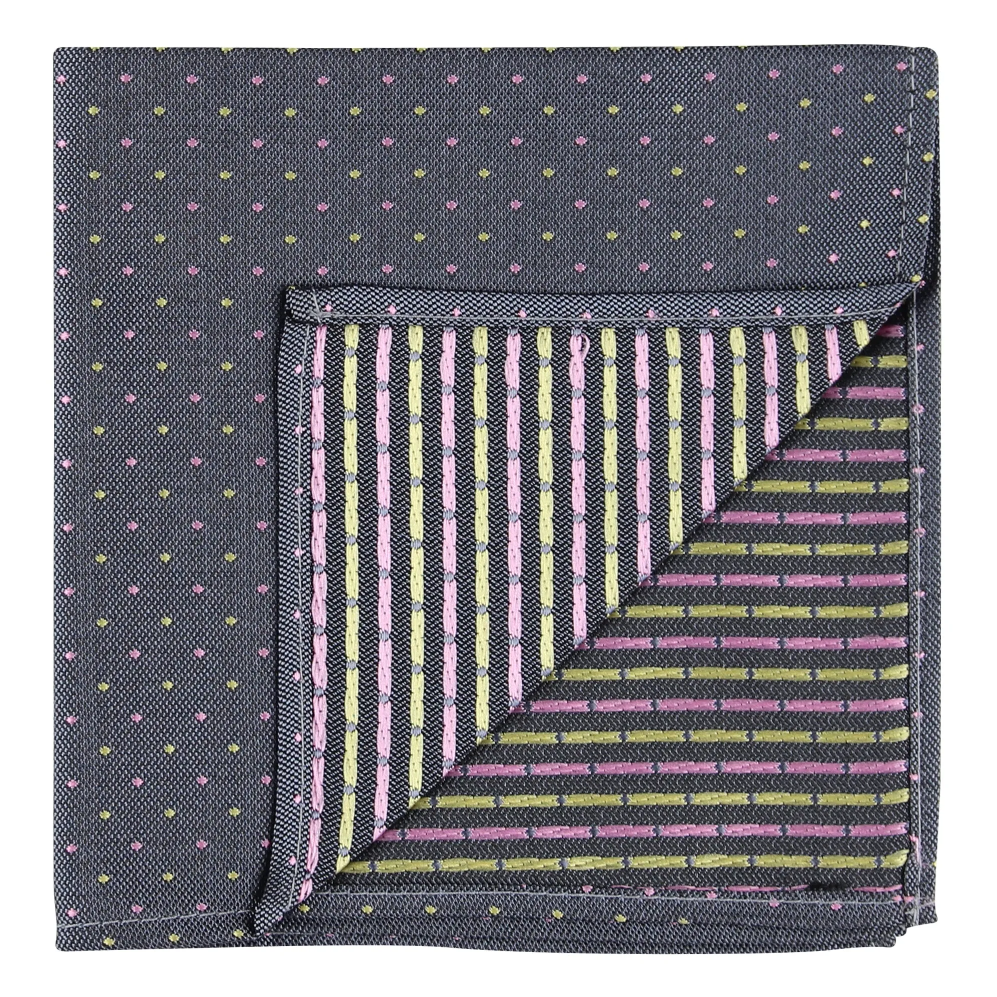 Kovove The Refreshing Twin Polka Dot  Grey Pocket Square For Men