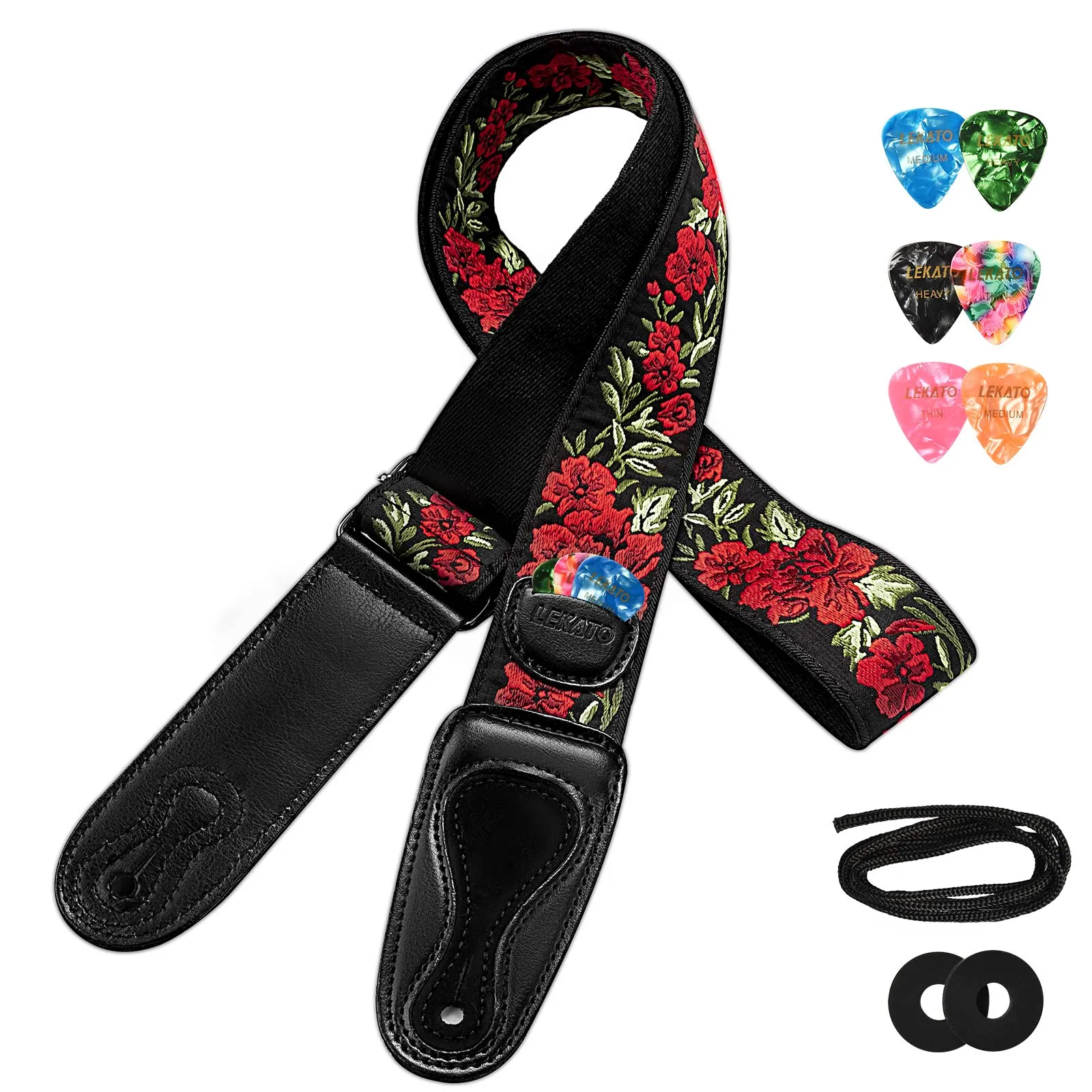 LEKATO LGS-6 Guitar Strap Embroidered Bohemian Style