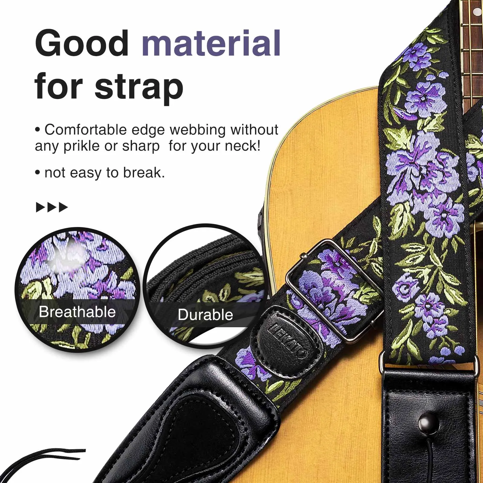 LEKATO LGS-6 Guitar Strap Embroidered Bohemian Style