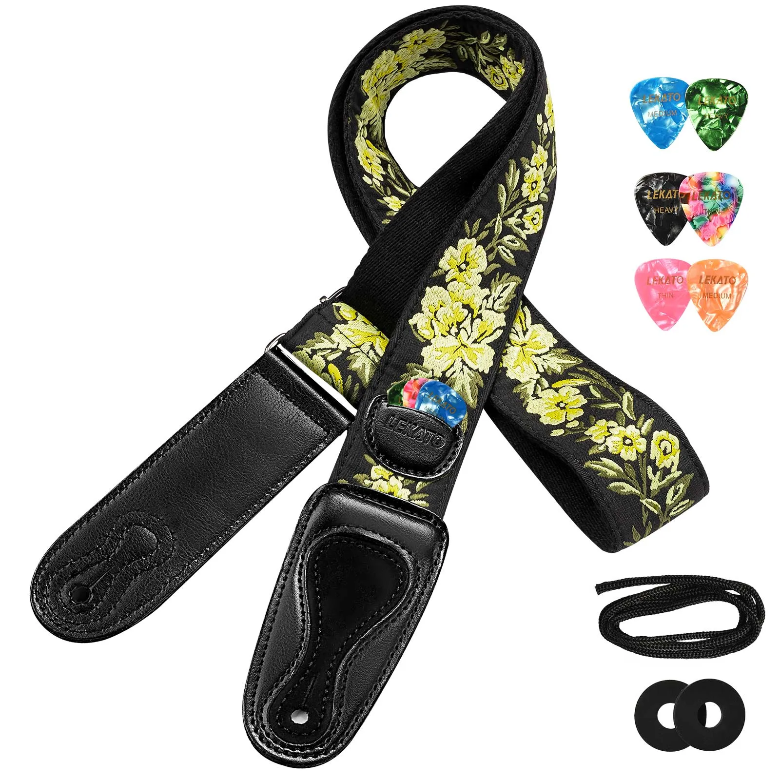 LEKATO LGS-6 Guitar Strap Embroidered Bohemian Style