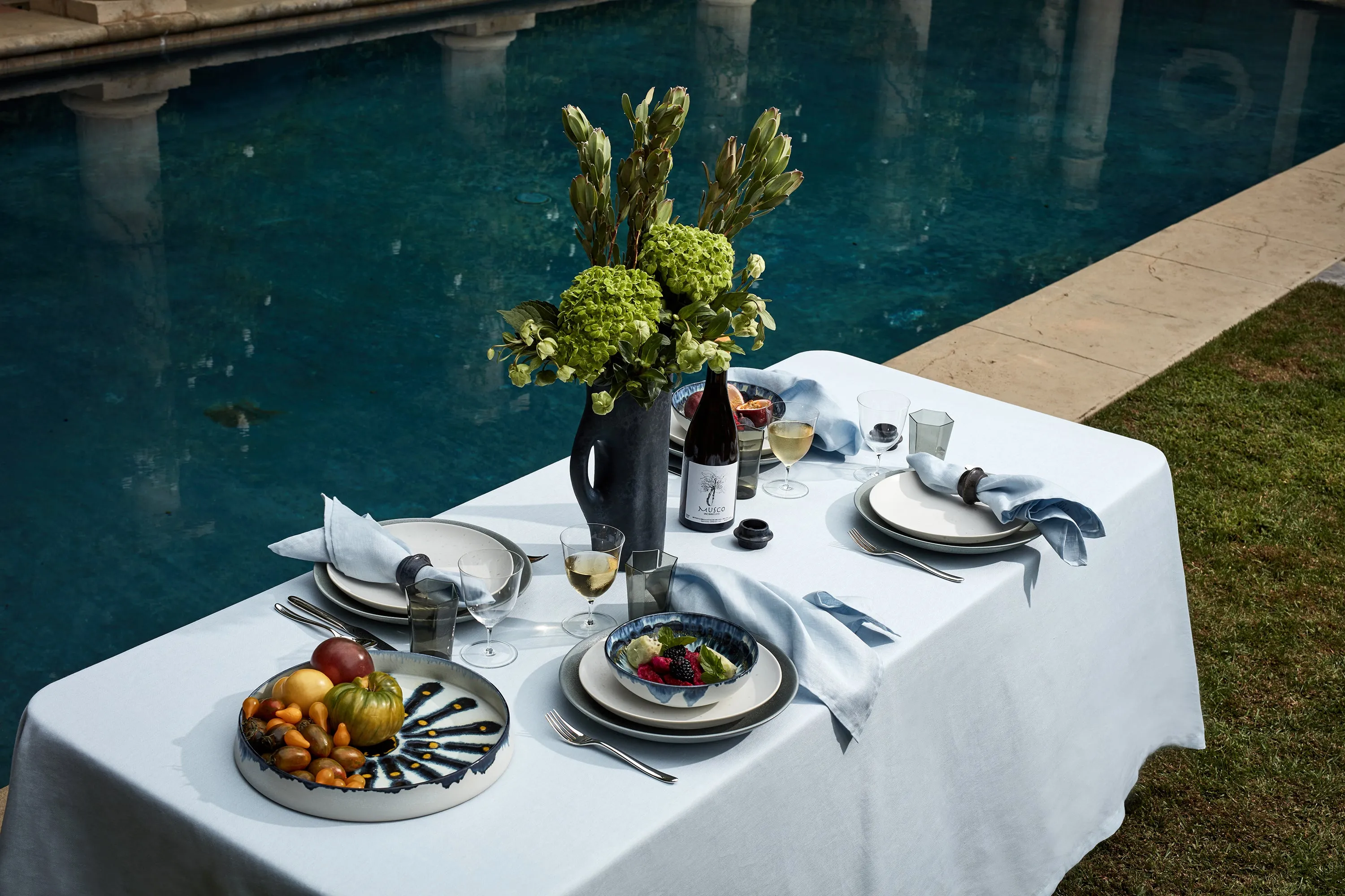 Linen Sateen Tablecloth - Light Blue