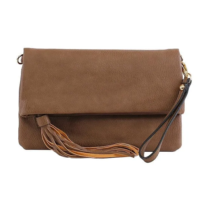 M1772 Flapover Clutch/Crossbody With Tassel