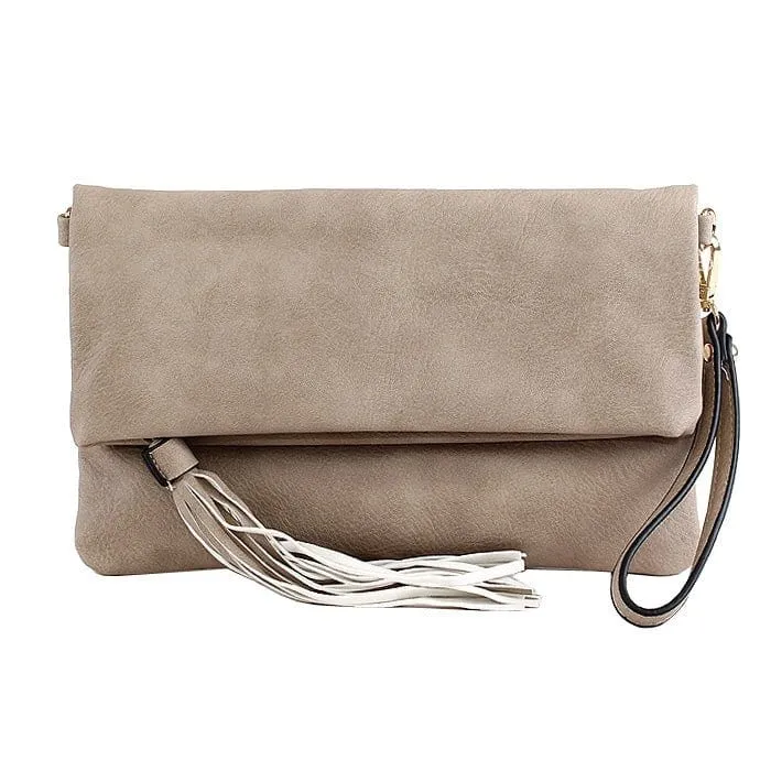 M1772 Flapover Clutch/Crossbody With Tassel