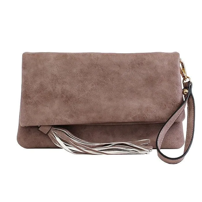 M1772 Flapover Clutch/Crossbody With Tassel