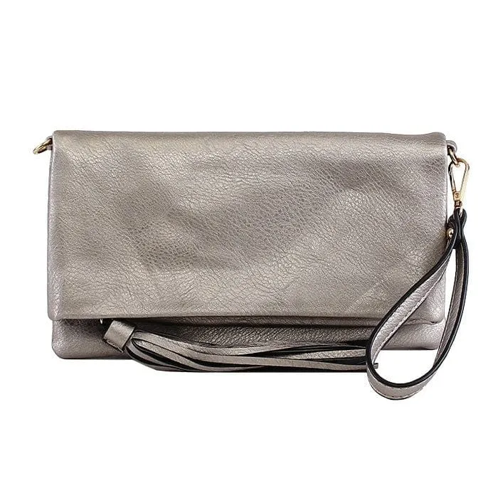 M1772 Flapover Clutch/Crossbody With Tassel