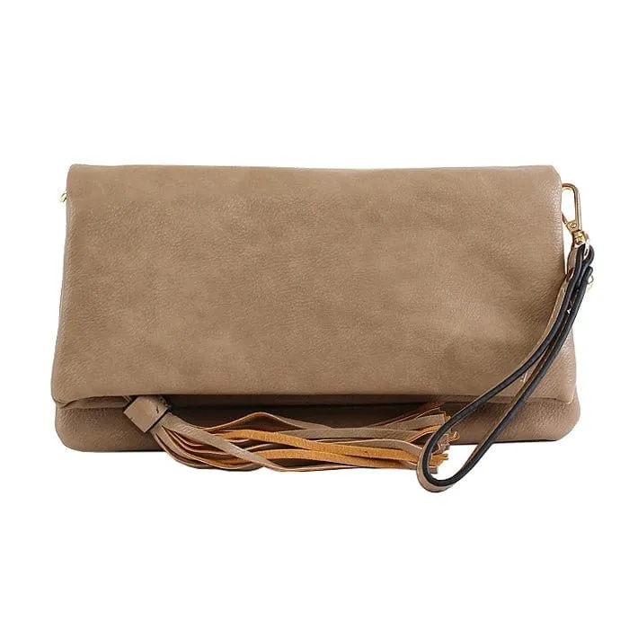 M1772 Flapover Clutch/Crossbody With Tassel